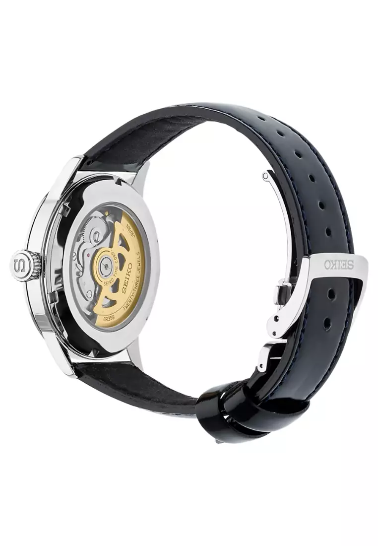 Seiko Presage Cocktail Time ‘Skydiving’ Ice Blue Dial Black Leather Band Automatic Watch SRPB43J1