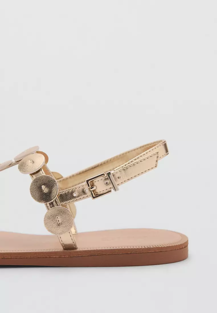 Metallic Sandals With Decorative Coins