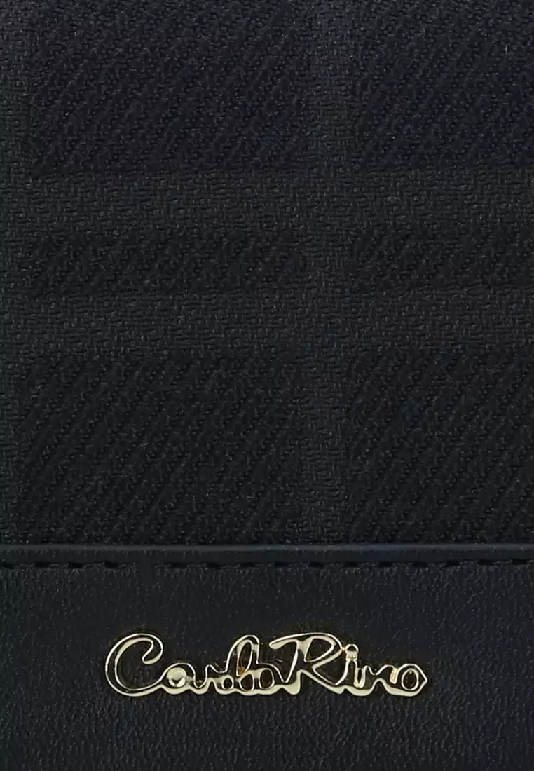 CR Brushed Plaid 2-Fold long Wallet - Black