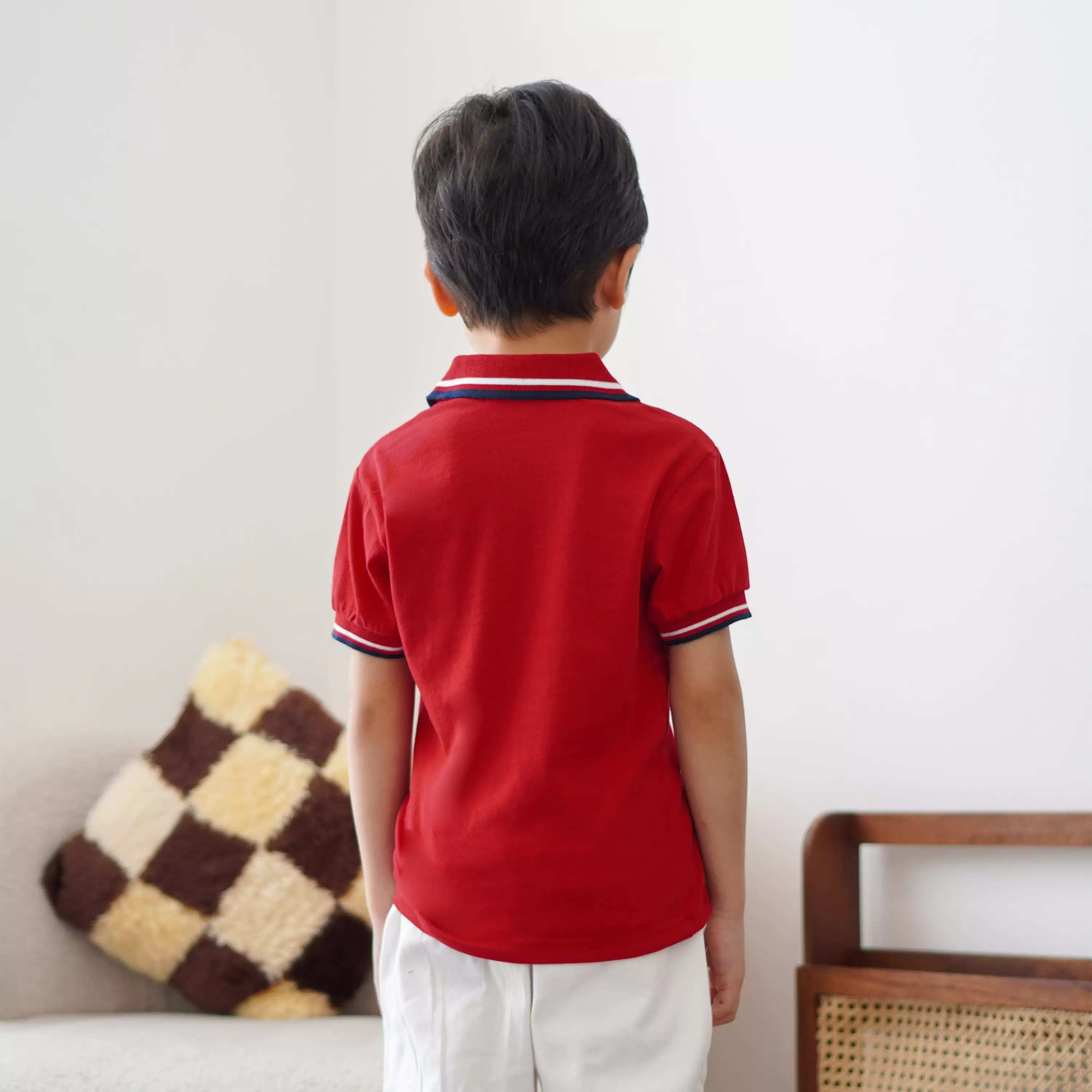 Matsuda baju kaos polo anak laki laki katun umur 2-12 Pierre Red