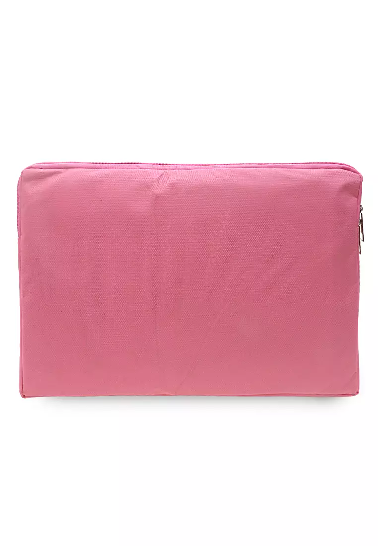 Tas Laptop Motif Polos Simple Zip Fastening Detail Dua Slot Softcase - Pink