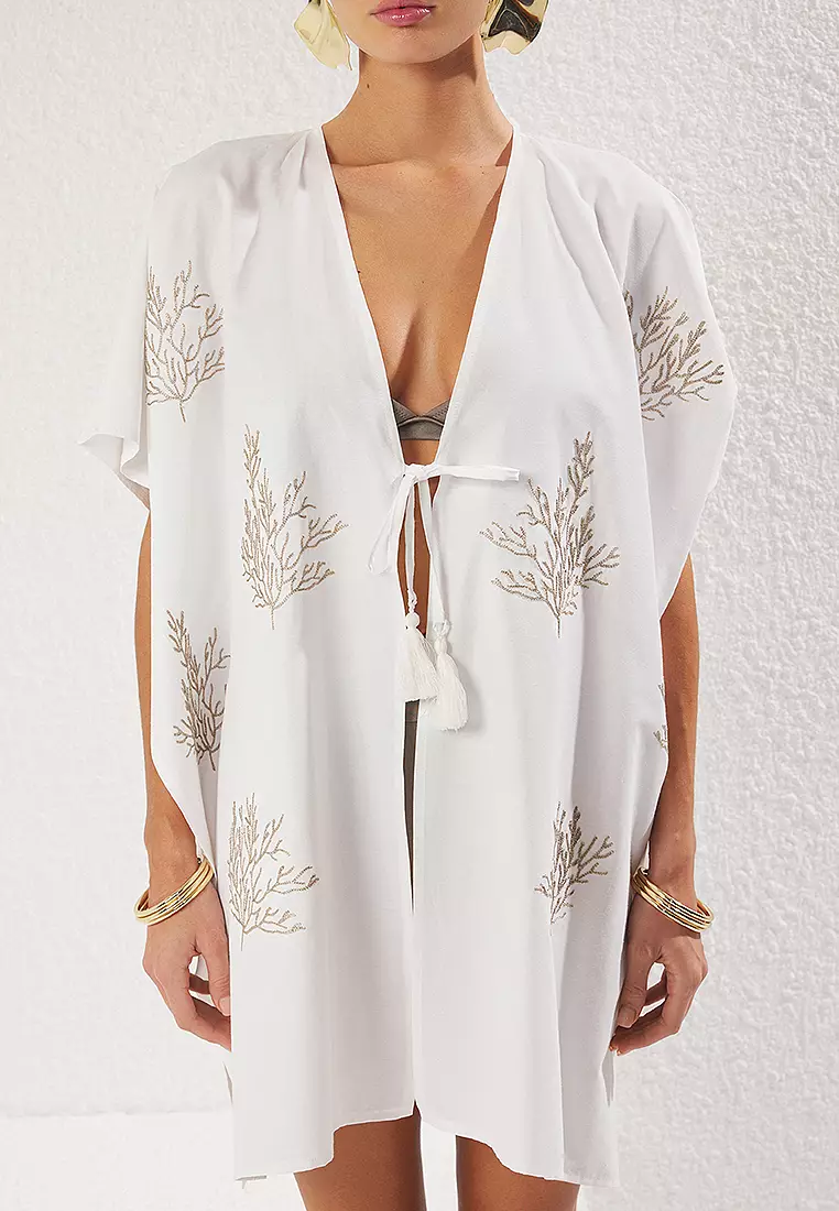 Woven Embroidered Beach Kimono