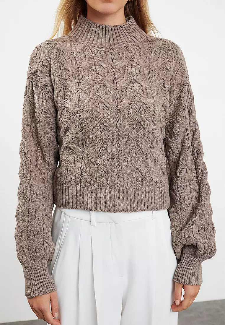 Crop High Collar Knitwear Sweater