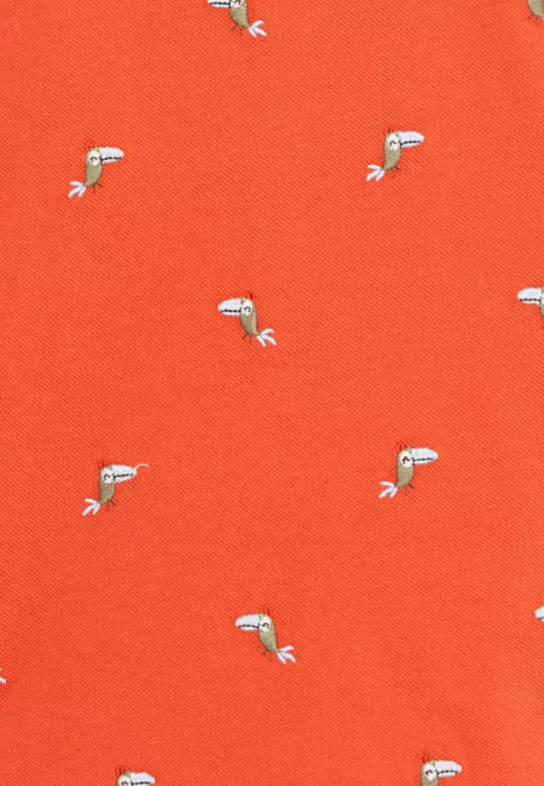 Bird Embroidered Polo Shirt