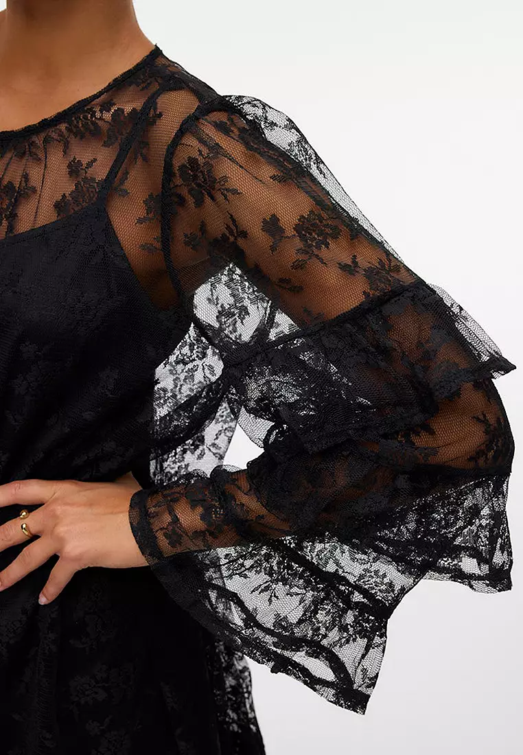 Long Sleeves Lace Jersey Dress