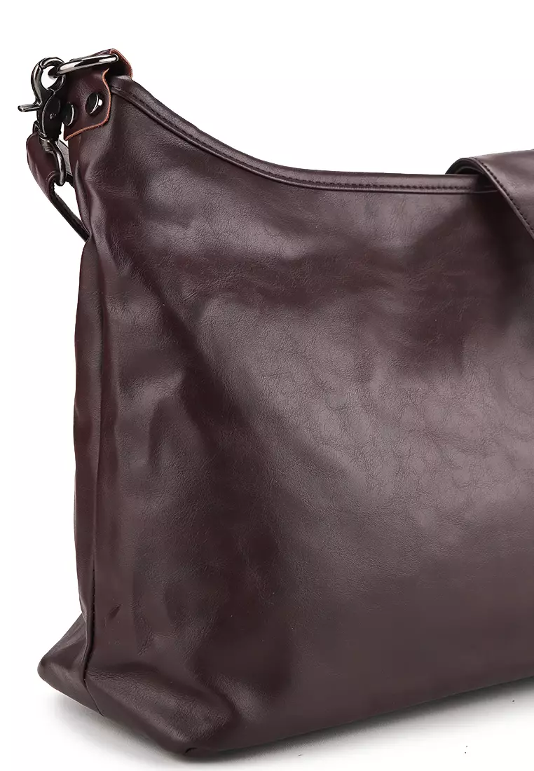 Distressed Leather Hobo Small Crossbody Bag