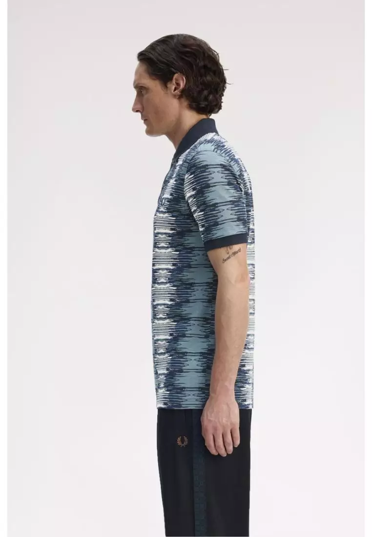 Fred Perry M1633 Soundwave Glitch Polo Shirt (Stockport Blue)