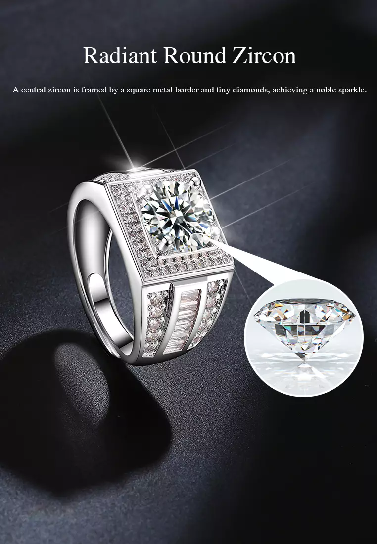 Cincin Pria Berlian Sertifikat GRA Adjustable Fashion Tunangan Cincin Cowok Rings