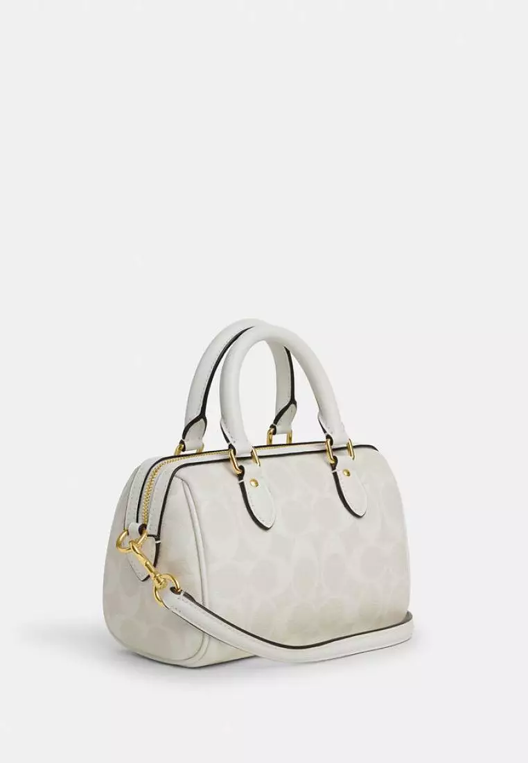 Coach Mini Rowan Crossbody In Signature Canvas Glacier White