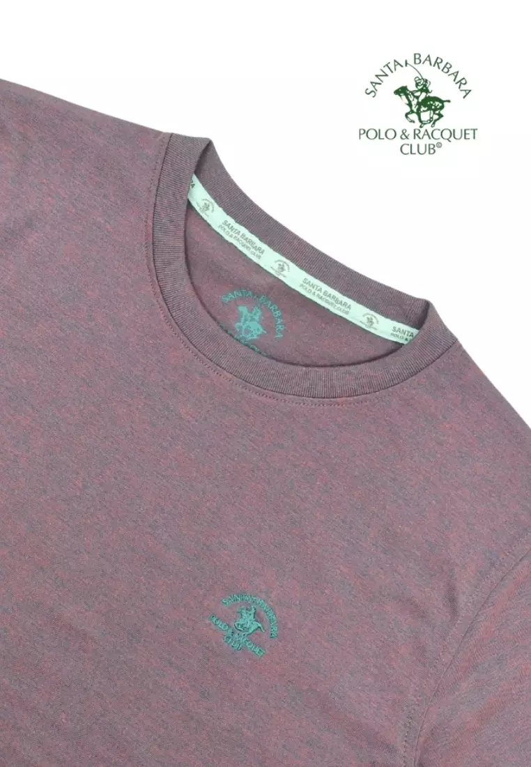Plain Casual Cotton T-shirt with Embroidery Logo on Chest - Violet