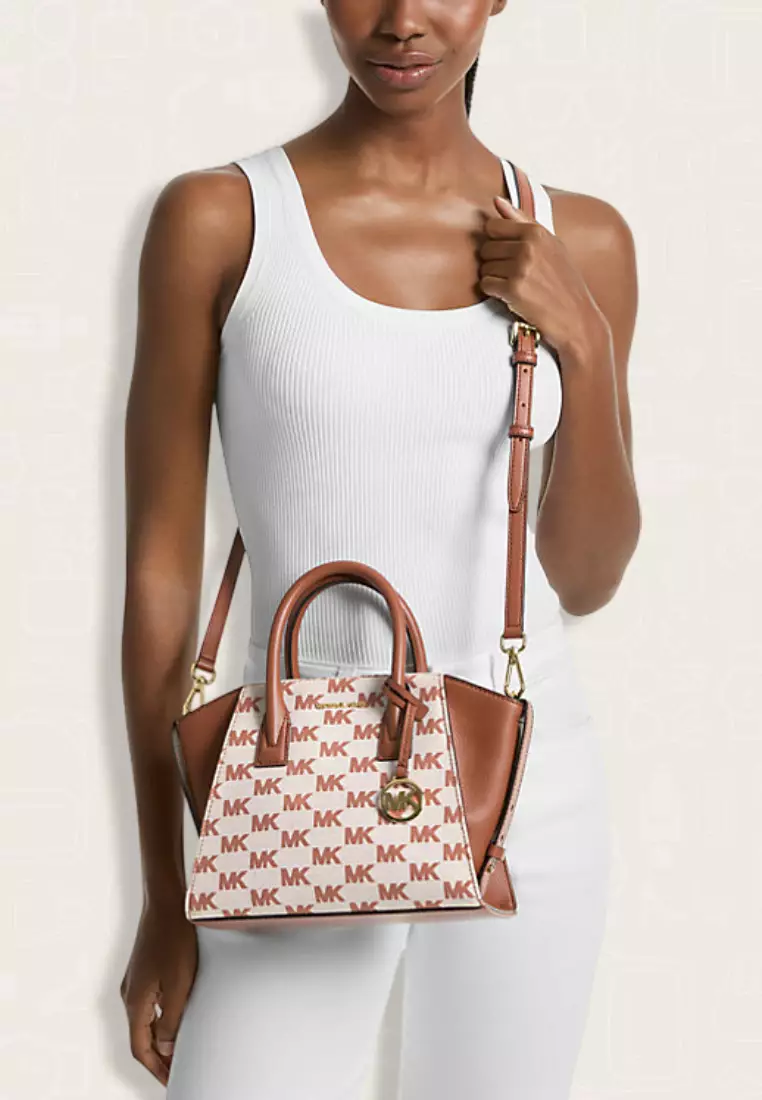 Michael Kors Avril Small Signature Logo Jacquard Satchel Luggage