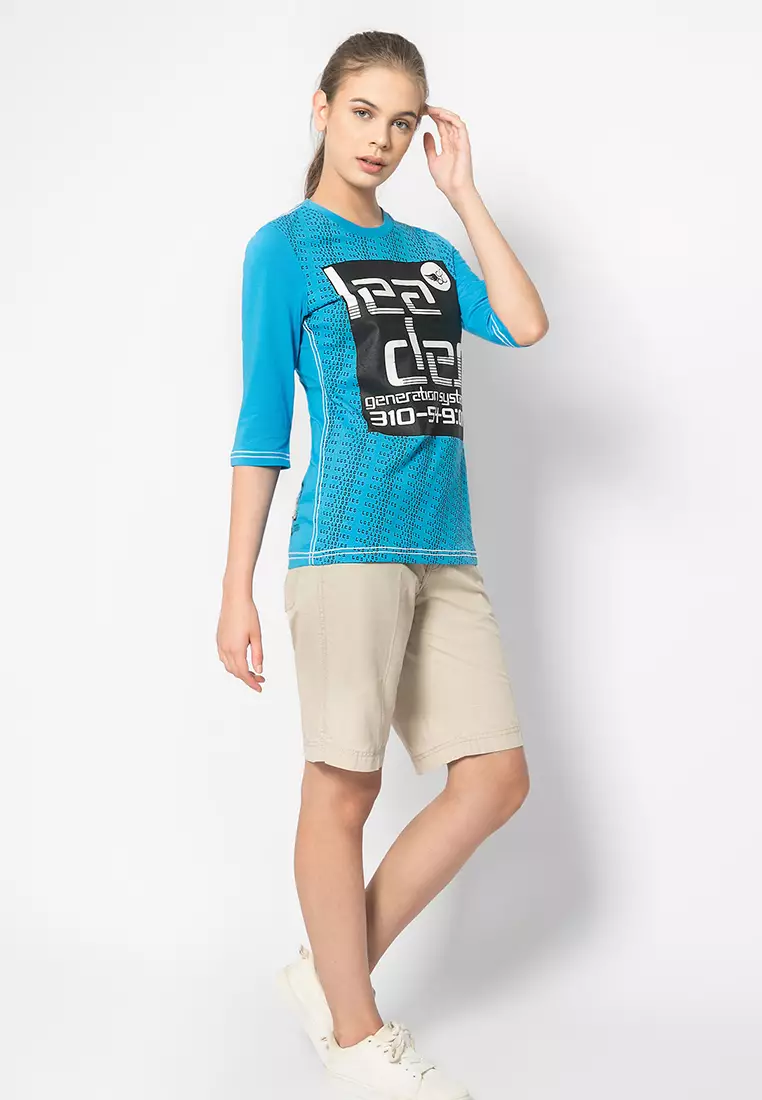 LGS - Kaos Wanita Sablon Gambar Warna Biru Muda LTS.555.T984.085.C-L/S