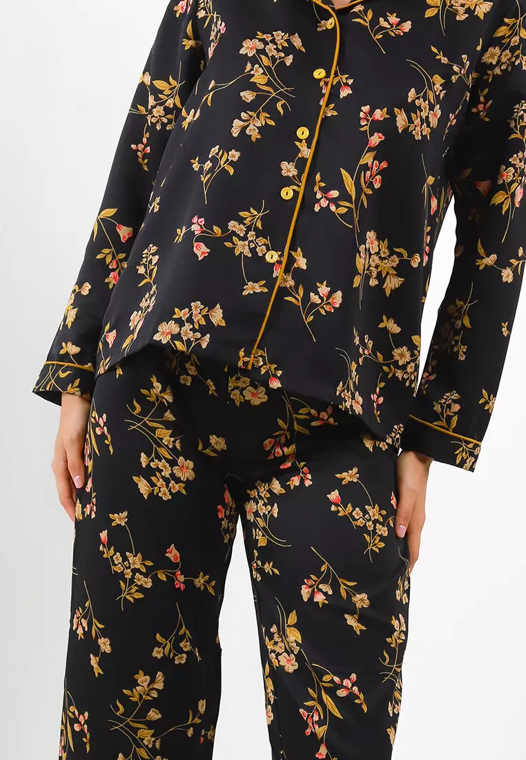 Piyama Pijama Baju Tidur Satin Silk Long Sleeve Long Pants Sleepwear