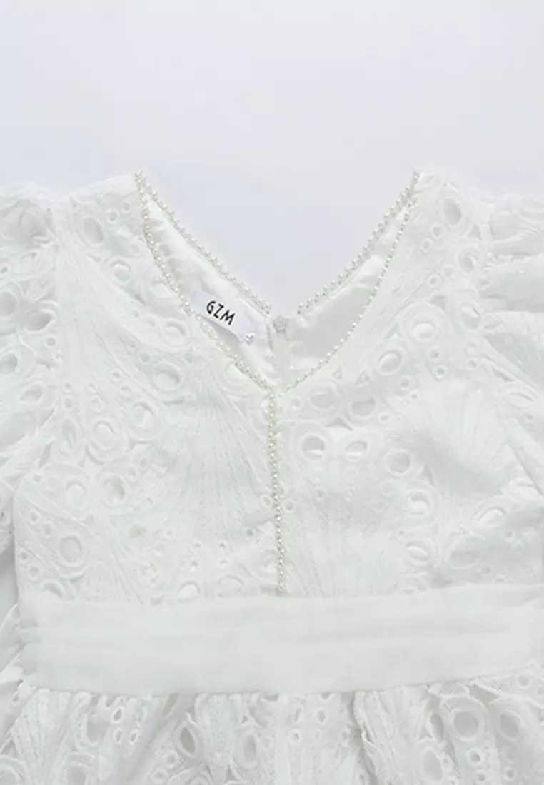 Soluble Lace Bubble Sleeve Dress HZ9477