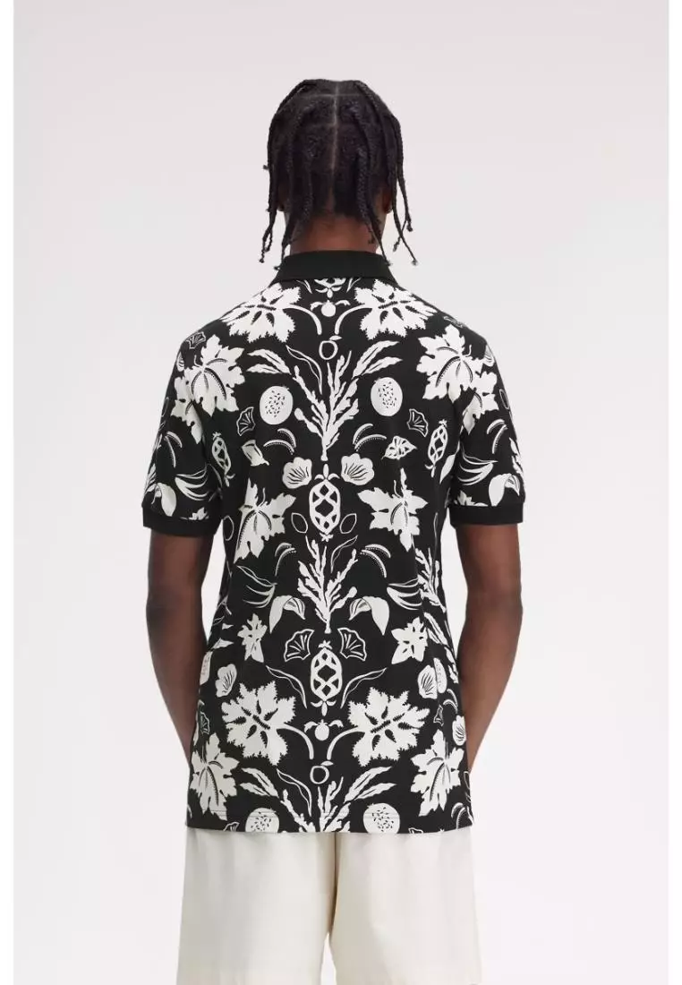 Fred Perry M9911 Botanical Print Polo Shirt (Black)