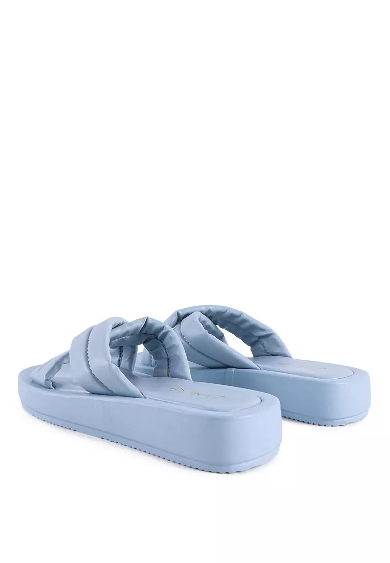 Buy London Rag Blue Quilted Platform Slider Sandals Online | ZALORA ...