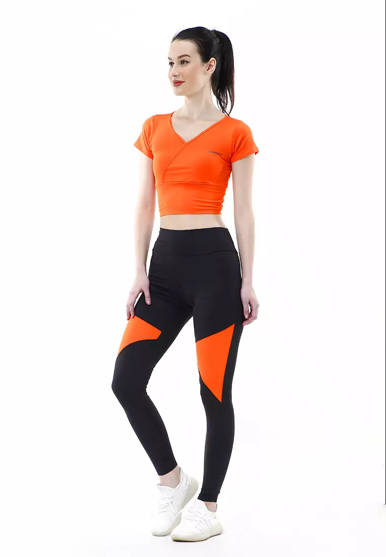 Jovita One Set Atasan Bawahan Baju Senam Aerobik Relaxed Fit - Oren