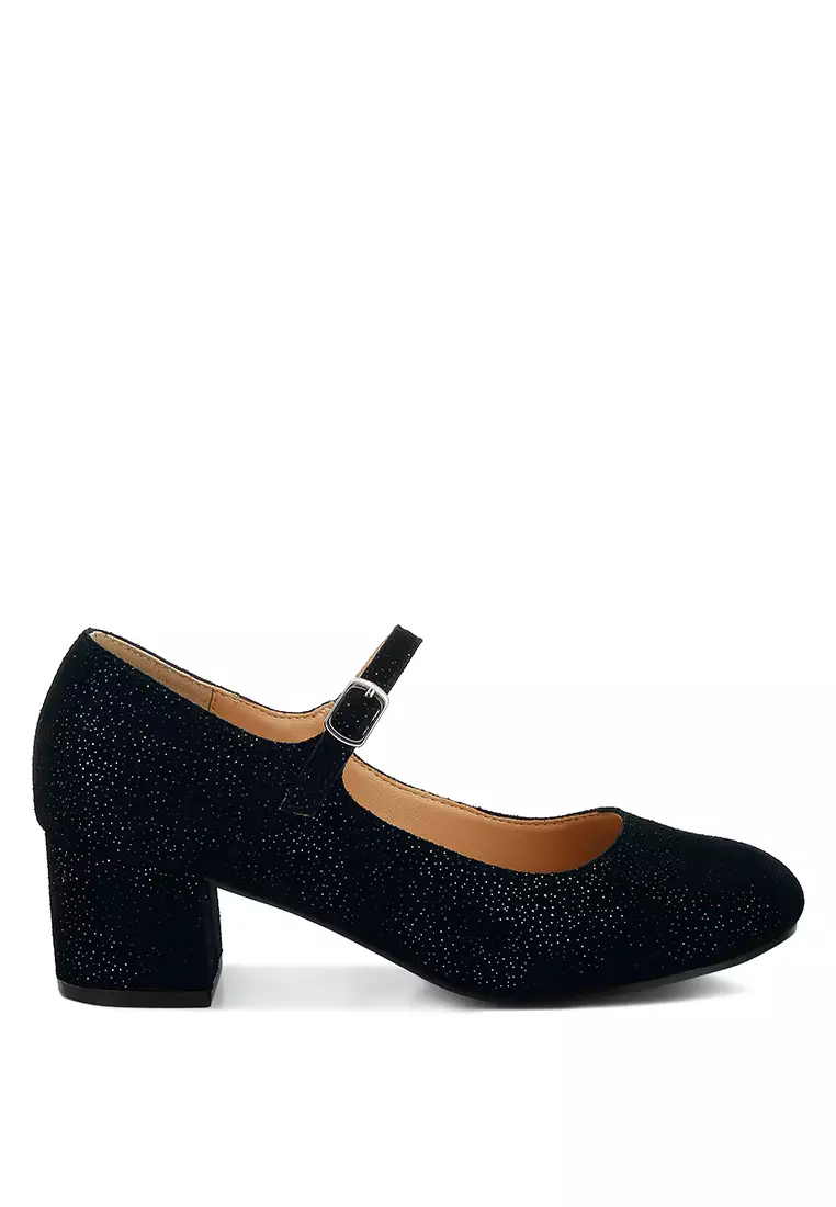 Discount on Rag & CO.  shoes - SKU: Shimmer Suede Mary Jane Sandals Black