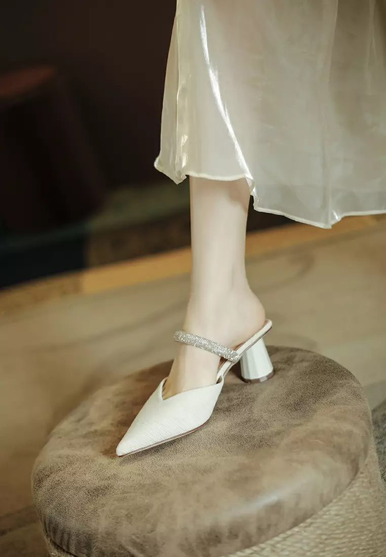 6CM Rhinestone Strap Mule Heel TE726-29