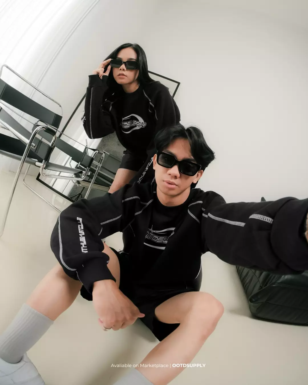 OOTDSUPPLY Crewneck Astral Stitch Black | Sweater Pria & Wanita CNSTITCH003