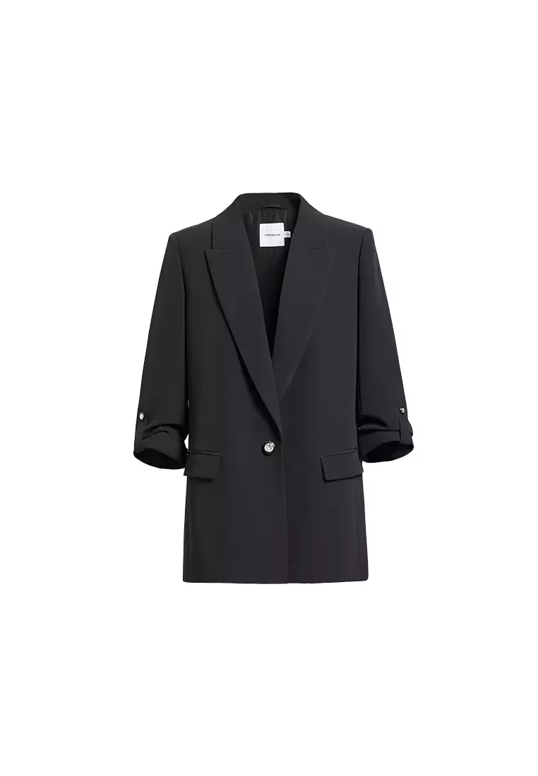 Single Breasted Fold Up Clip Sleeve Casual Blazer