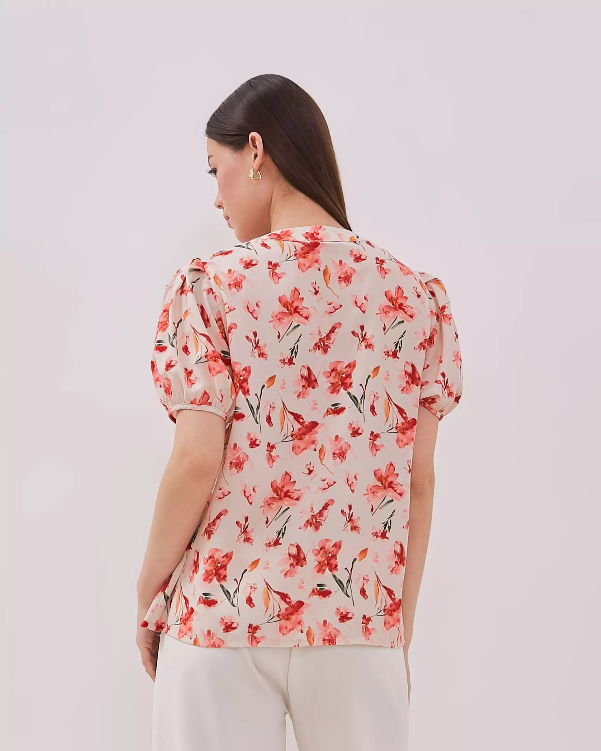 Urban Exchange Bianca Red Blouse / Blouse Merah Lengan Pendek Warna Red