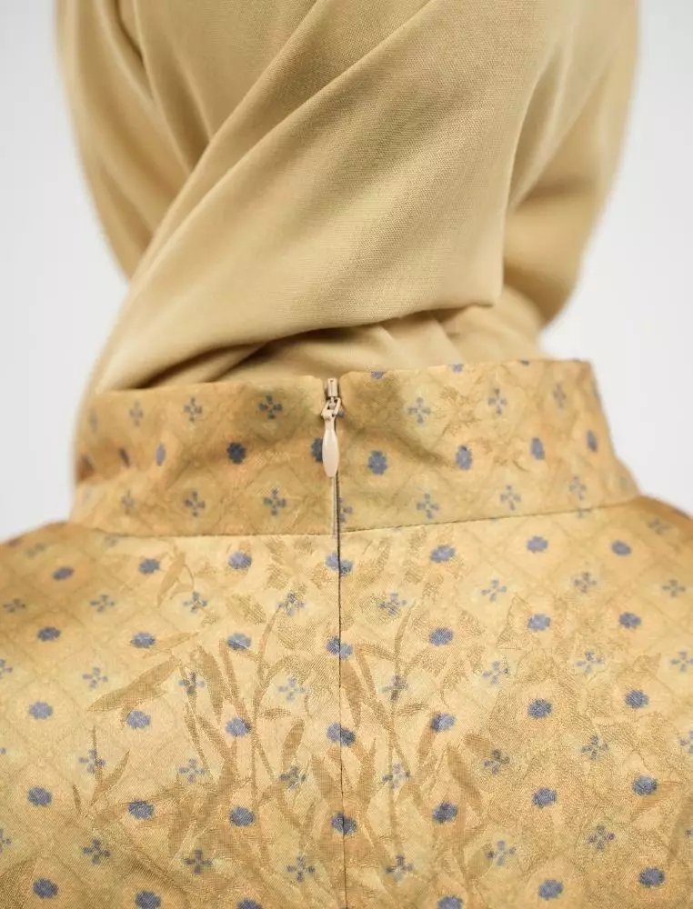 Yasmine Blouse Yellow | Tunik Atasan Wanita | Bahan Sateen Jacquard Printed