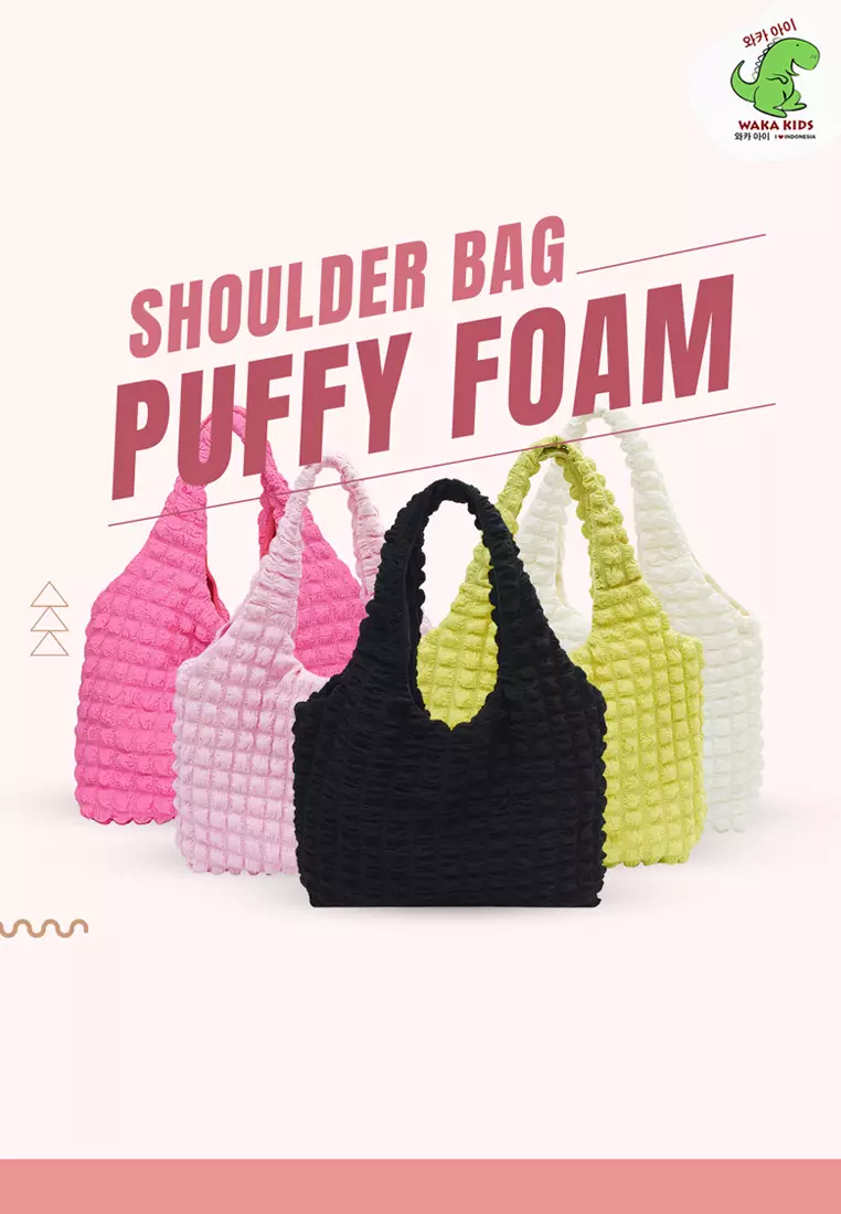 Wakakids Tas Wanita Bahu Shoulder Bag Tote Bag Puffy Foam Korean Style Venrc Hitam