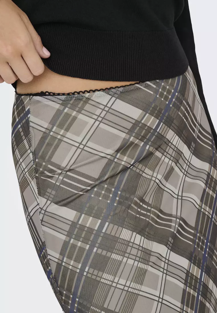 Checked Mesh Skirt