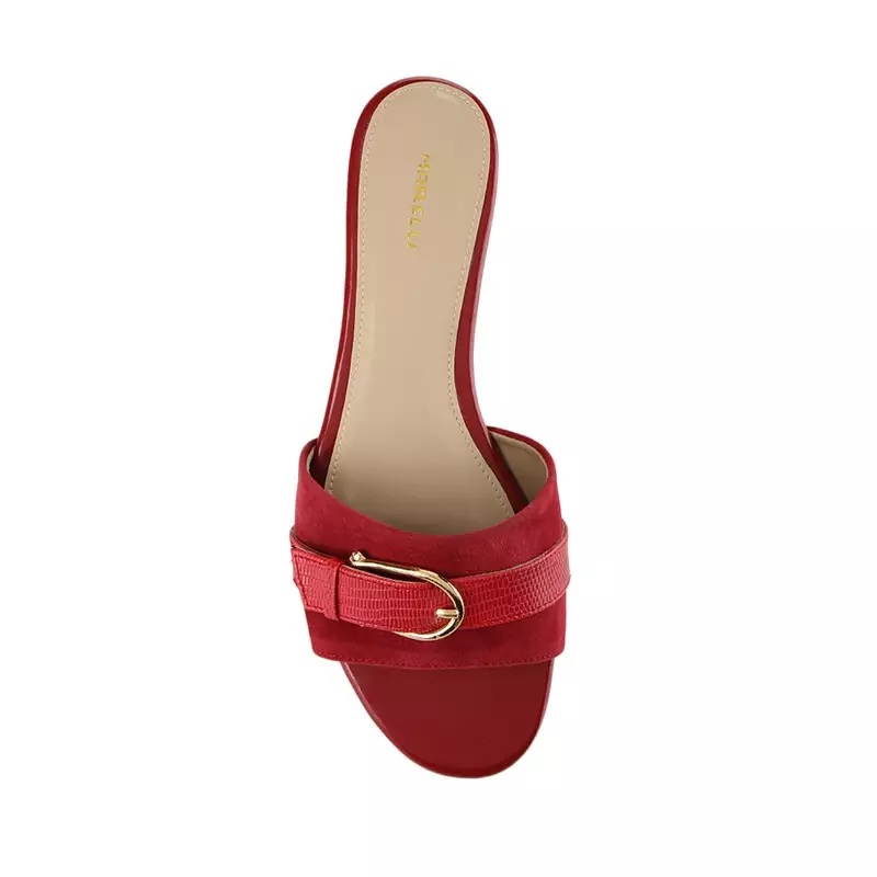 Cortis Sandal wanita Flat Slip On - Red
