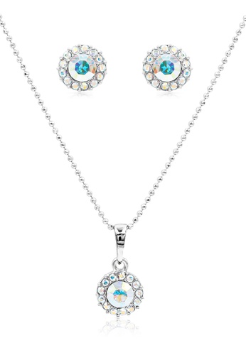 SO SEOUL silver Glimmering Sunshine Stud Earrings and Necklace Set 8416DAC69F7718GS_1