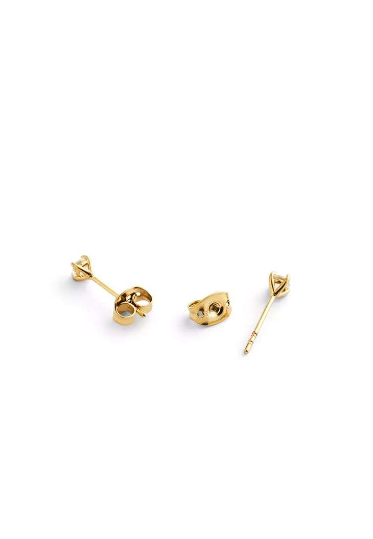 Mirelle Solitaire Stud Earring Gold - Unisex Earrings for women and men stainless steel crystal Earrings DW Official Authentic Original perempuan lelaki DW