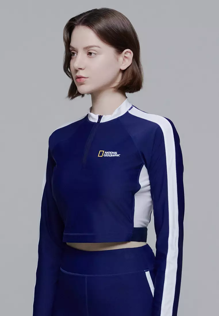 Women’s Color Block Cropped Half Zip Up Rashguard