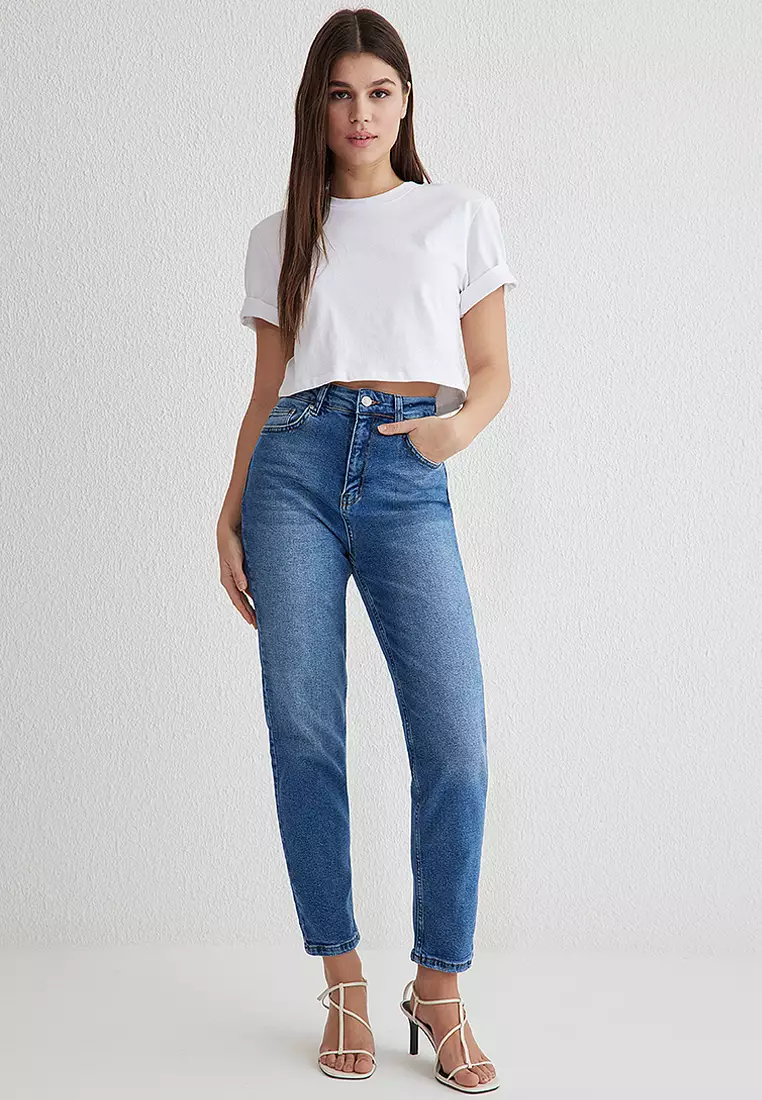 High Waist Comfort Mom Jeans