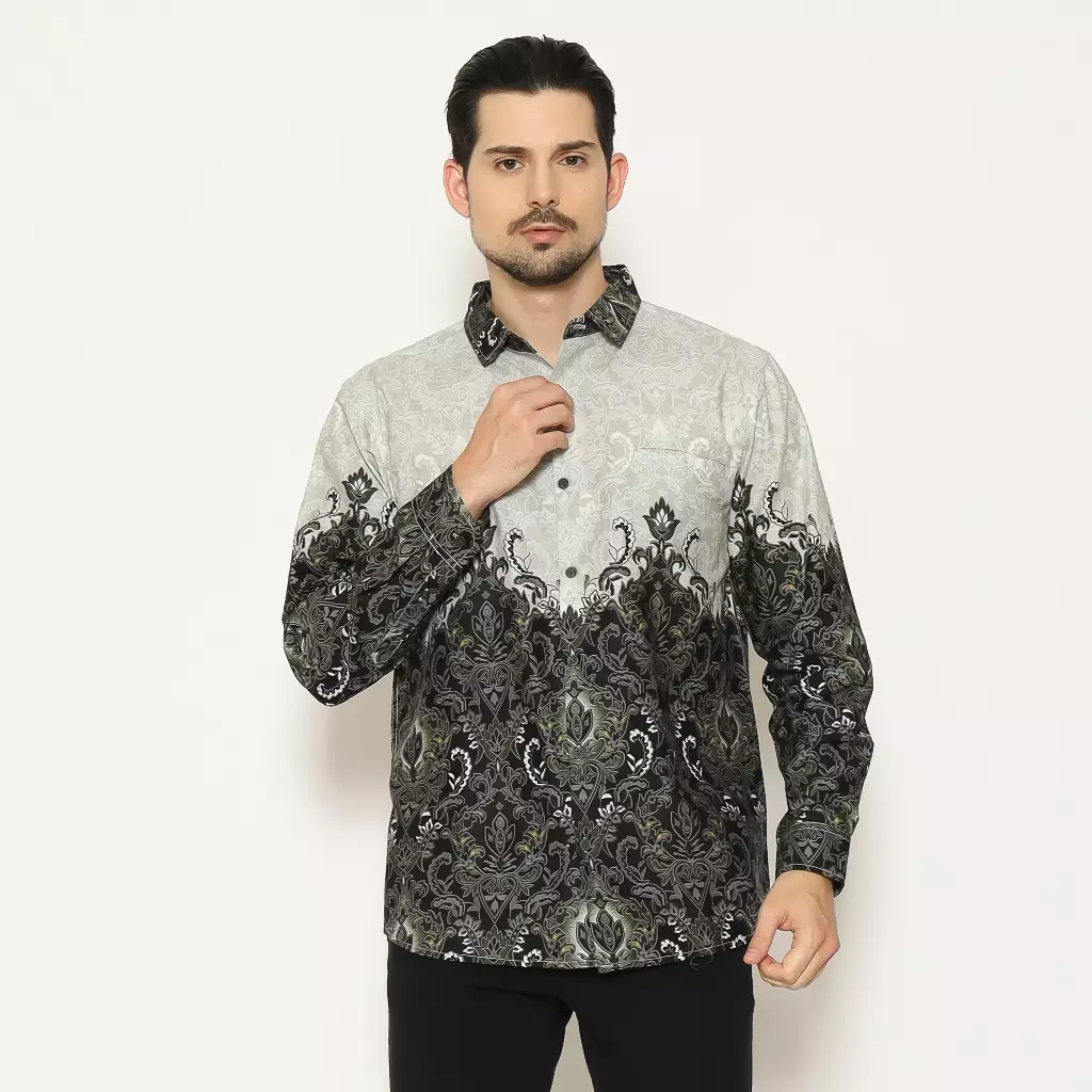AMK Kemeja Batik Pria Lengan Panjang SHB Aru L/S Grey