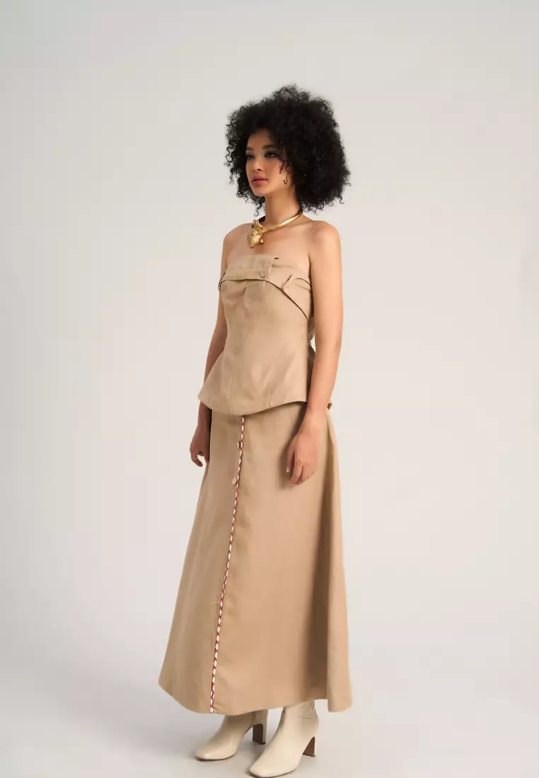 Beige Linen Tube Top