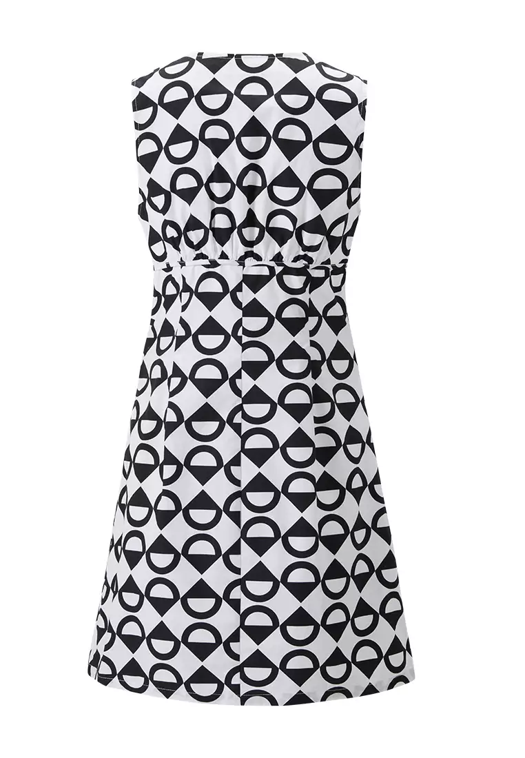 Geometric Print Zip Up Dress