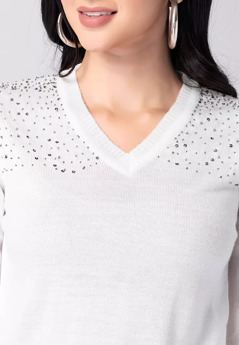 White Full Sleeve Sweater