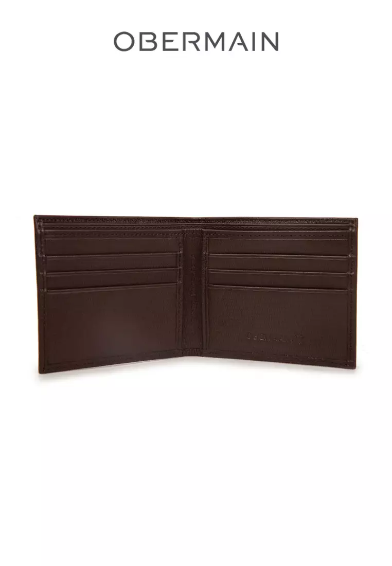 RFID Short Wallet No Hole Genuine Leather Brown