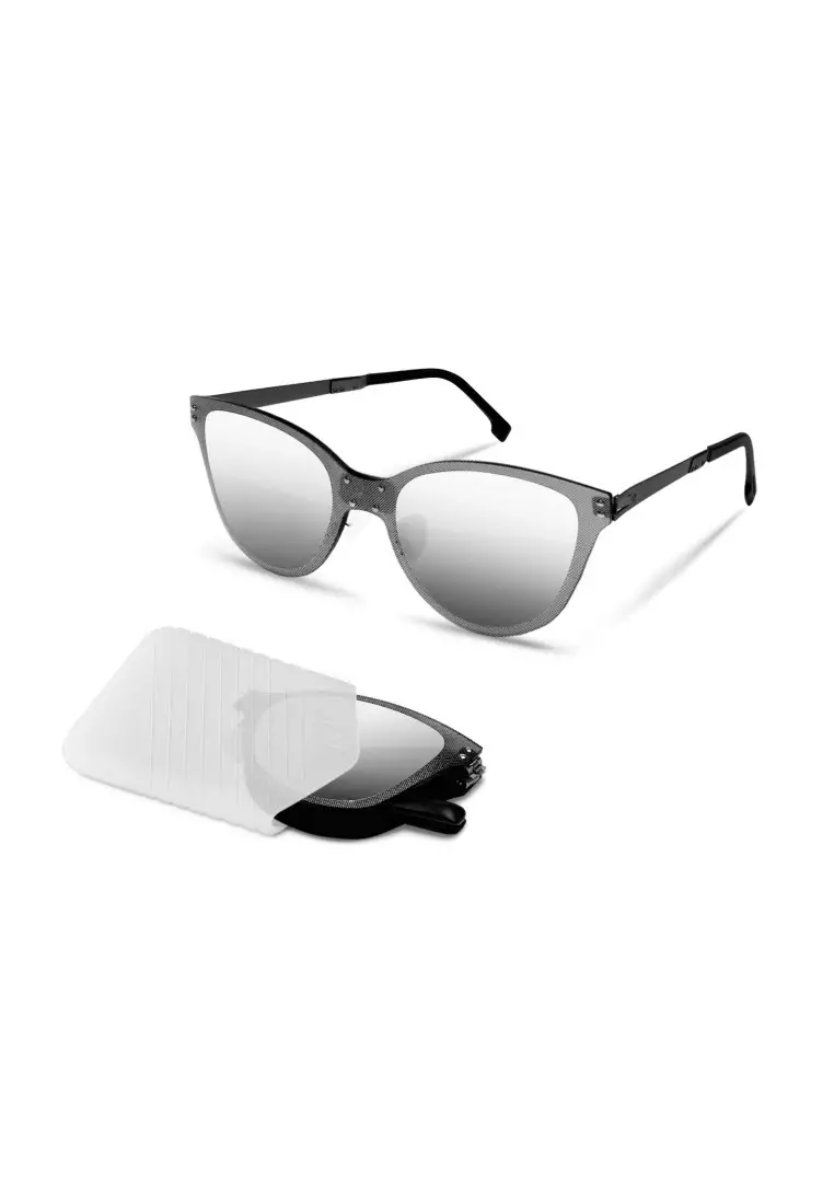 超輕極薄‧摺疊式太陽眼鏡 ROAV Oxygen O005 FLOAT Matte Black / Silver Mirror 13.61