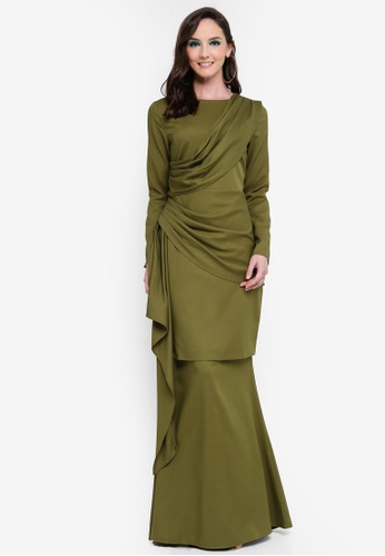 Leilani Side Drape Kurung from Syaiful Baharim in Green