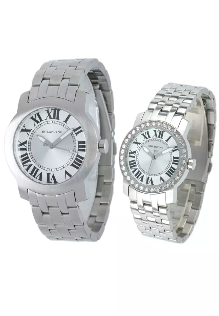 EGLANTINE® - Emile & Emily - 2 Watches Stainless Steel on Bracelet - Lady's with Crystals