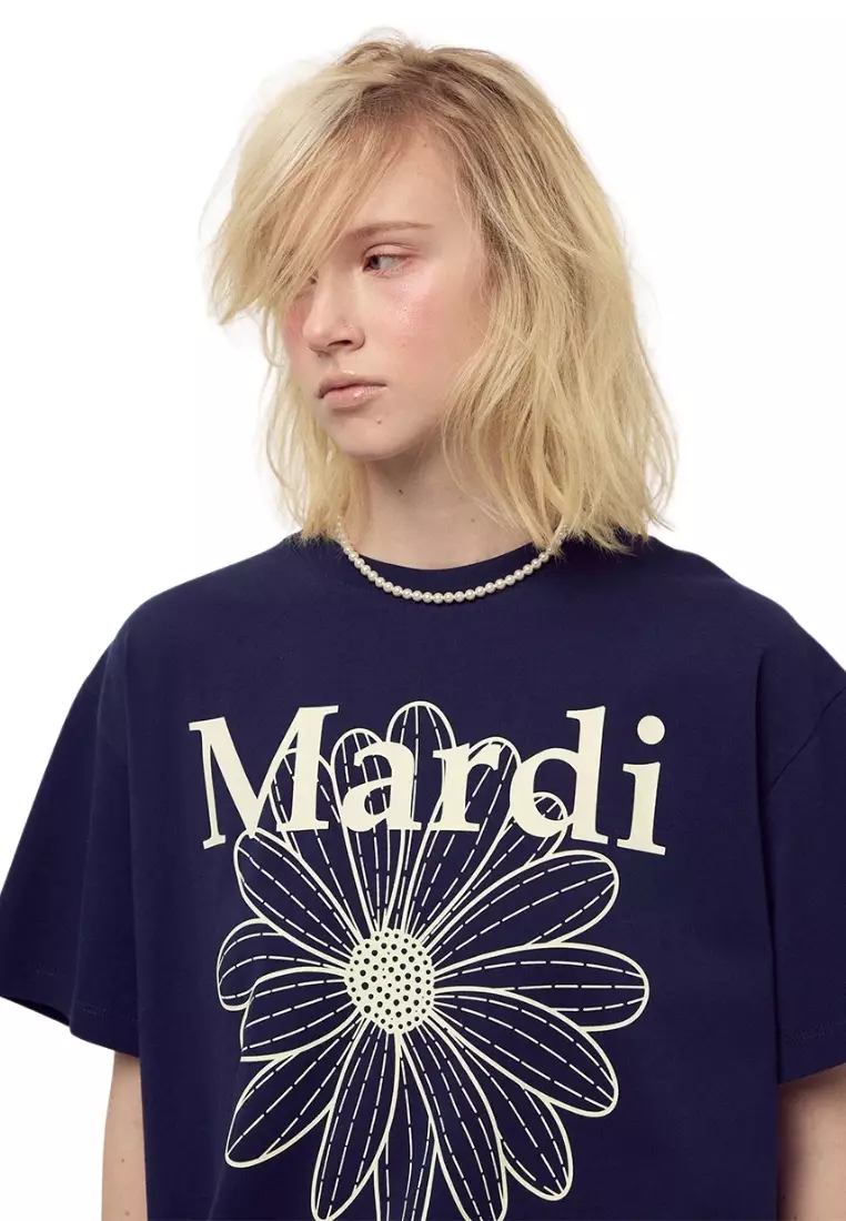 Unisex Tshirt Flowermardi - Navy Ivory 