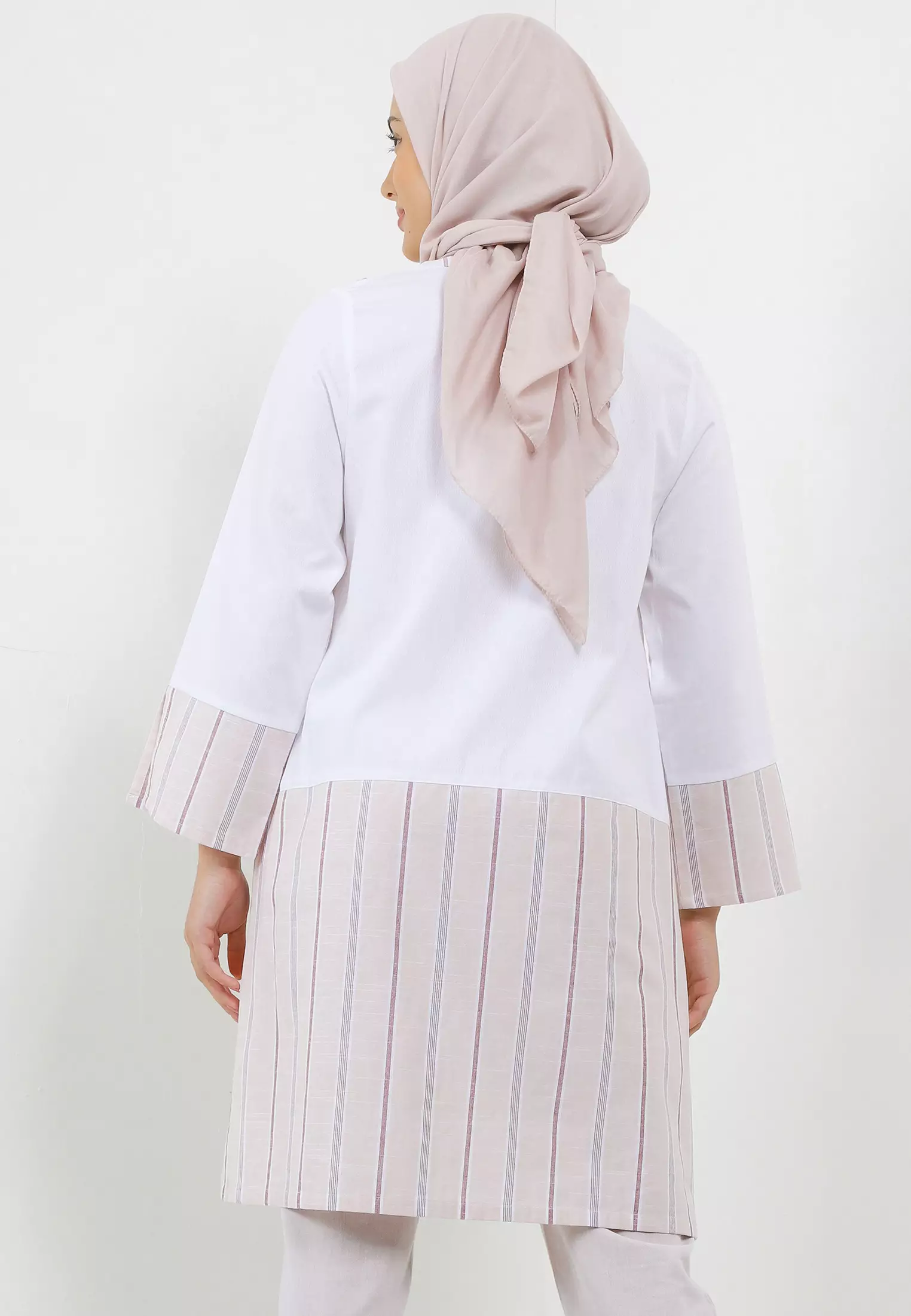 MFMW Lipah Tunik Cream Motif Salur