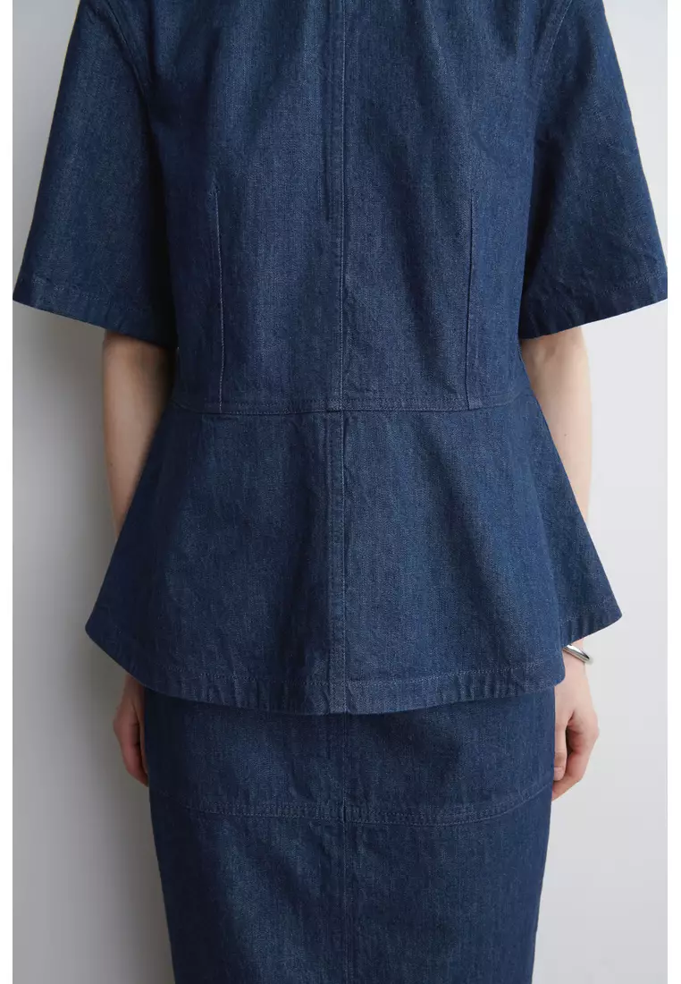 DENIM PEPLUM TOP