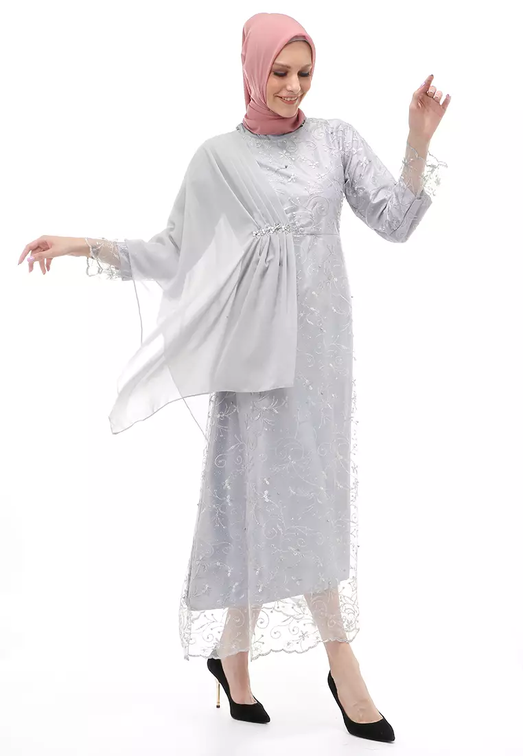 Anita Gaun Long Dress Wanita Regular Fit - Grey