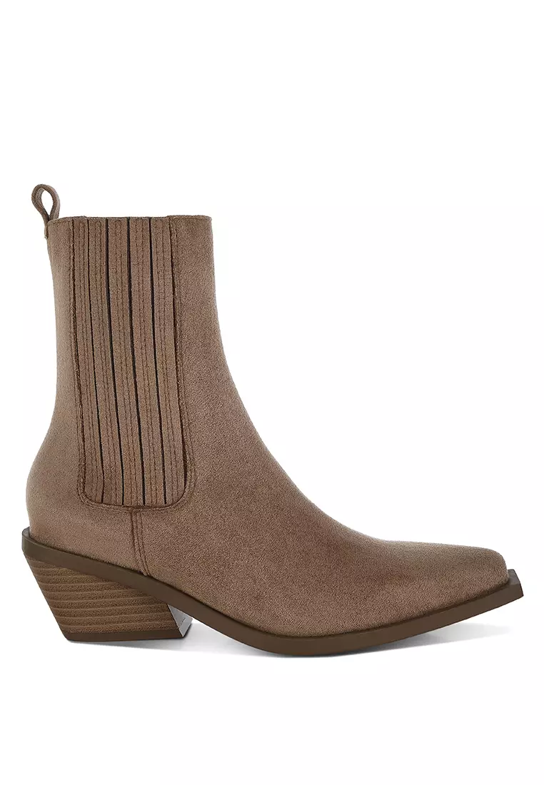 Discount on London Rag  shoes - SKU: High Ankle Microfiber Chelsea Boots In Beige