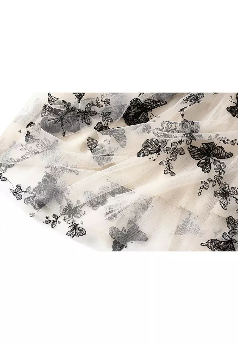Spring/Summer Lace Butterfly Mesh Maxi Skirt  AF8652
