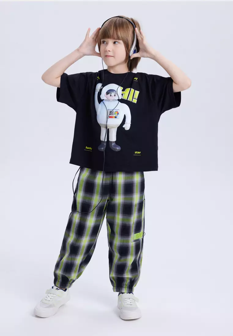Plaid Printed Cotton Casual Pants
