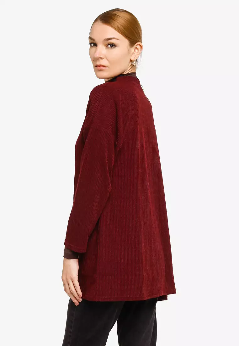 Red sale oversized cardigan